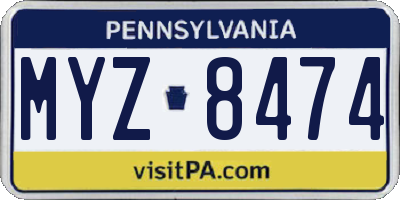 PA license plate MYZ8474