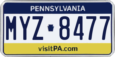 PA license plate MYZ8477