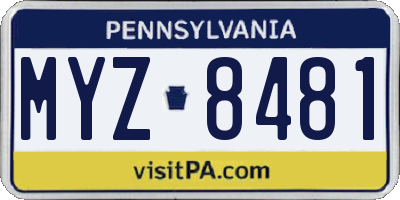 PA license plate MYZ8481
