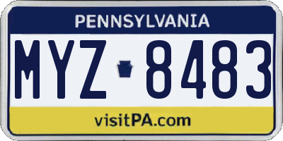PA license plate MYZ8483