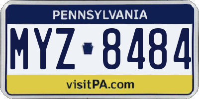PA license plate MYZ8484