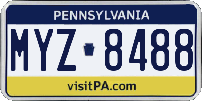 PA license plate MYZ8488