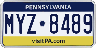 PA license plate MYZ8489