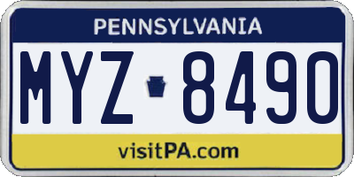 PA license plate MYZ8490
