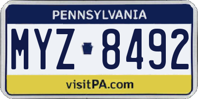 PA license plate MYZ8492