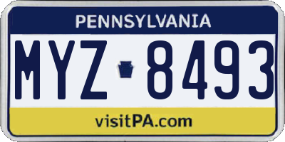 PA license plate MYZ8493