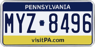 PA license plate MYZ8496