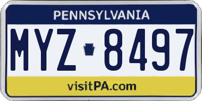 PA license plate MYZ8497