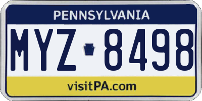 PA license plate MYZ8498
