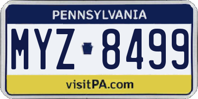 PA license plate MYZ8499