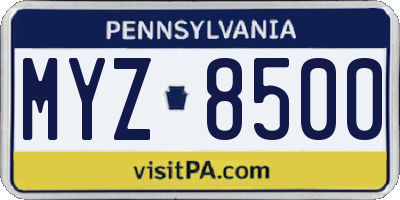 PA license plate MYZ8500