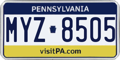 PA license plate MYZ8505