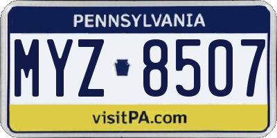 PA license plate MYZ8507