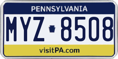 PA license plate MYZ8508