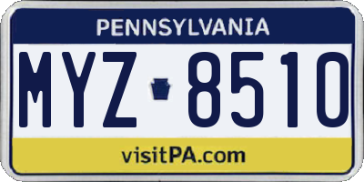 PA license plate MYZ8510