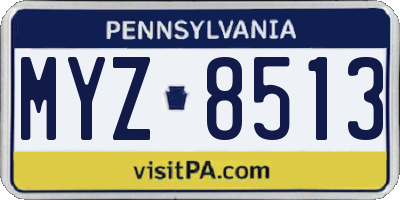 PA license plate MYZ8513