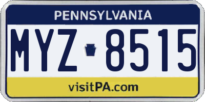 PA license plate MYZ8515