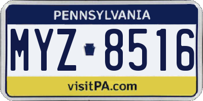PA license plate MYZ8516
