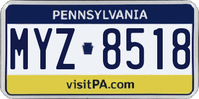 PA license plate MYZ8518