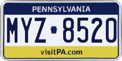 PA license plate MYZ8520