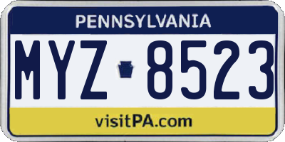 PA license plate MYZ8523