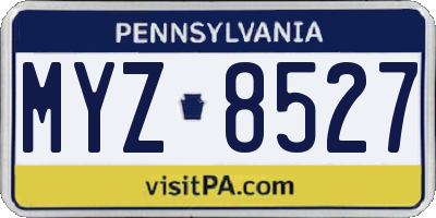 PA license plate MYZ8527