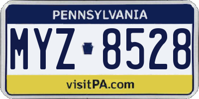 PA license plate MYZ8528