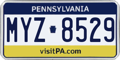 PA license plate MYZ8529