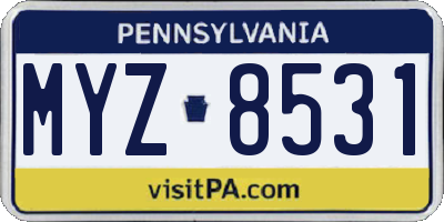 PA license plate MYZ8531