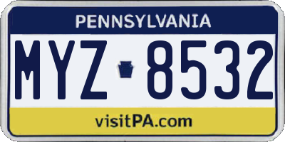 PA license plate MYZ8532