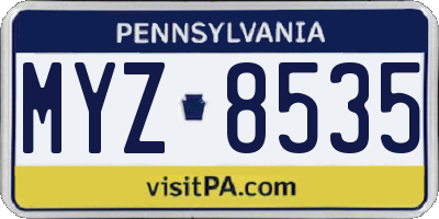 PA license plate MYZ8535