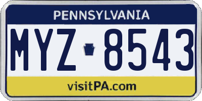 PA license plate MYZ8543