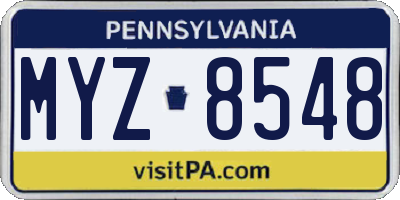 PA license plate MYZ8548