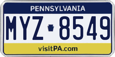 PA license plate MYZ8549