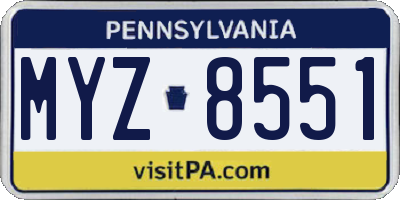 PA license plate MYZ8551
