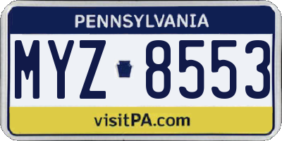 PA license plate MYZ8553