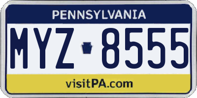 PA license plate MYZ8555