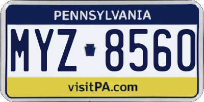 PA license plate MYZ8560