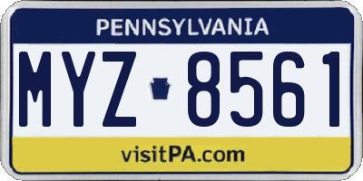 PA license plate MYZ8561