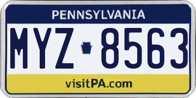 PA license plate MYZ8563