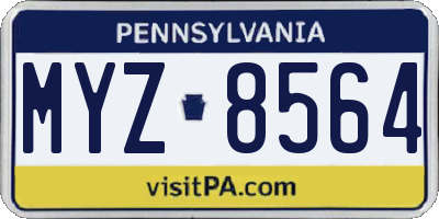 PA license plate MYZ8564
