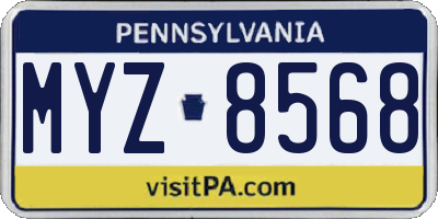 PA license plate MYZ8568