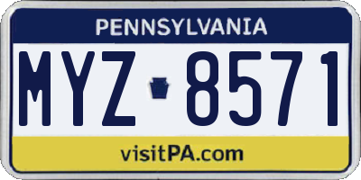 PA license plate MYZ8571