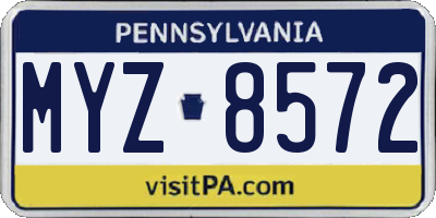 PA license plate MYZ8572