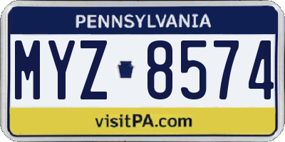 PA license plate MYZ8574