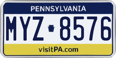 PA license plate MYZ8576