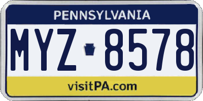 PA license plate MYZ8578