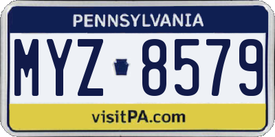 PA license plate MYZ8579