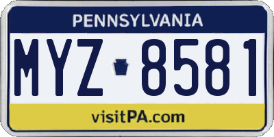 PA license plate MYZ8581