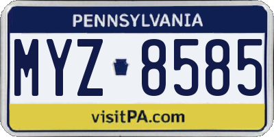 PA license plate MYZ8585